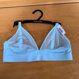 La Vie En Rose Aqua Blue Mesh Bralette size L NWT